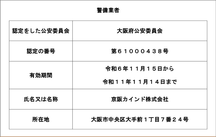 警備業認定証